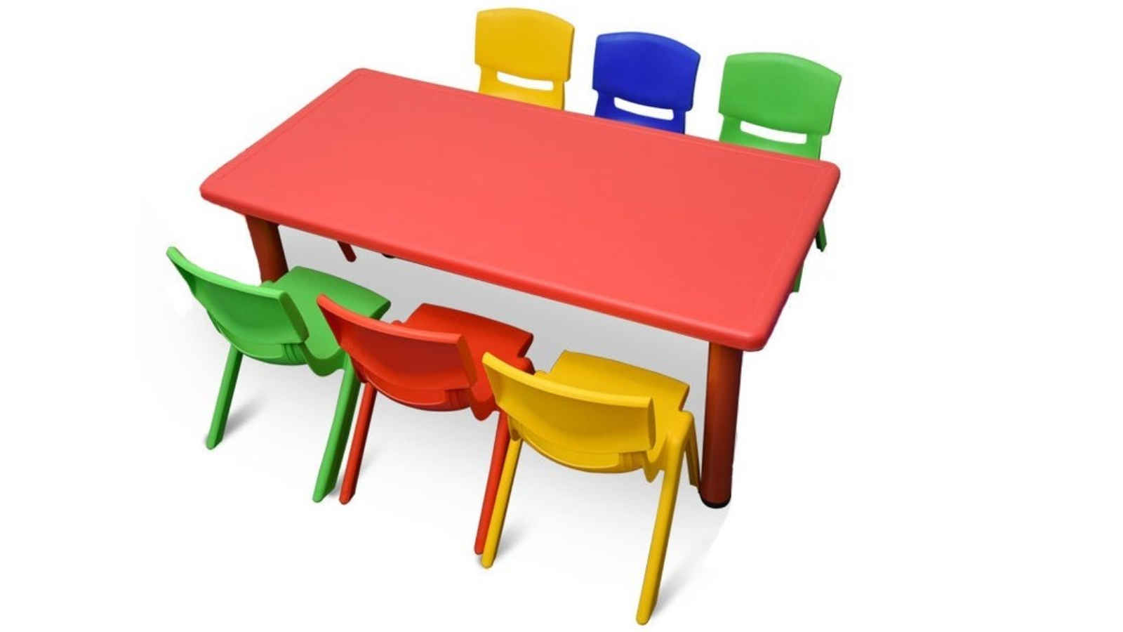 HelloDeal Set of 6 Kids Mixed Chair and Rectangle Table - Red
