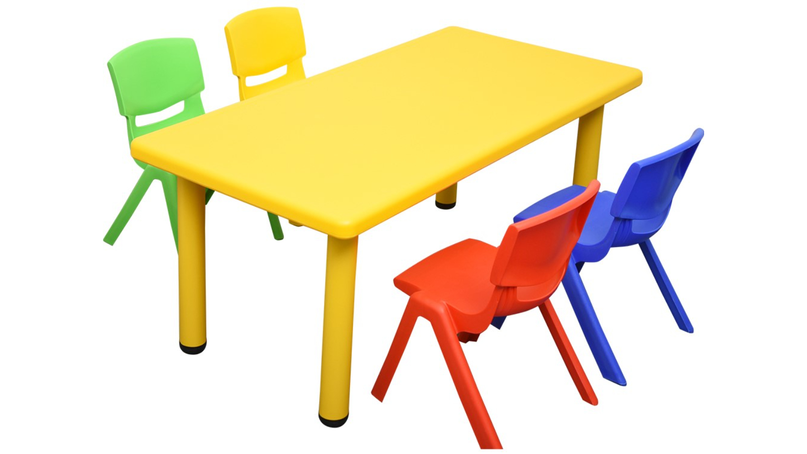 HelloDeal Set of 4 Kids Mixed Chair and Rectangle Table - Yellow