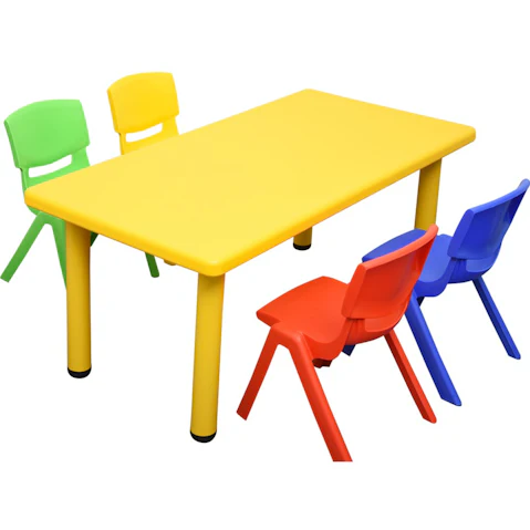 HelloDeal Set of 4 Kids Mixed Chair and Rectangle Table - Yellow