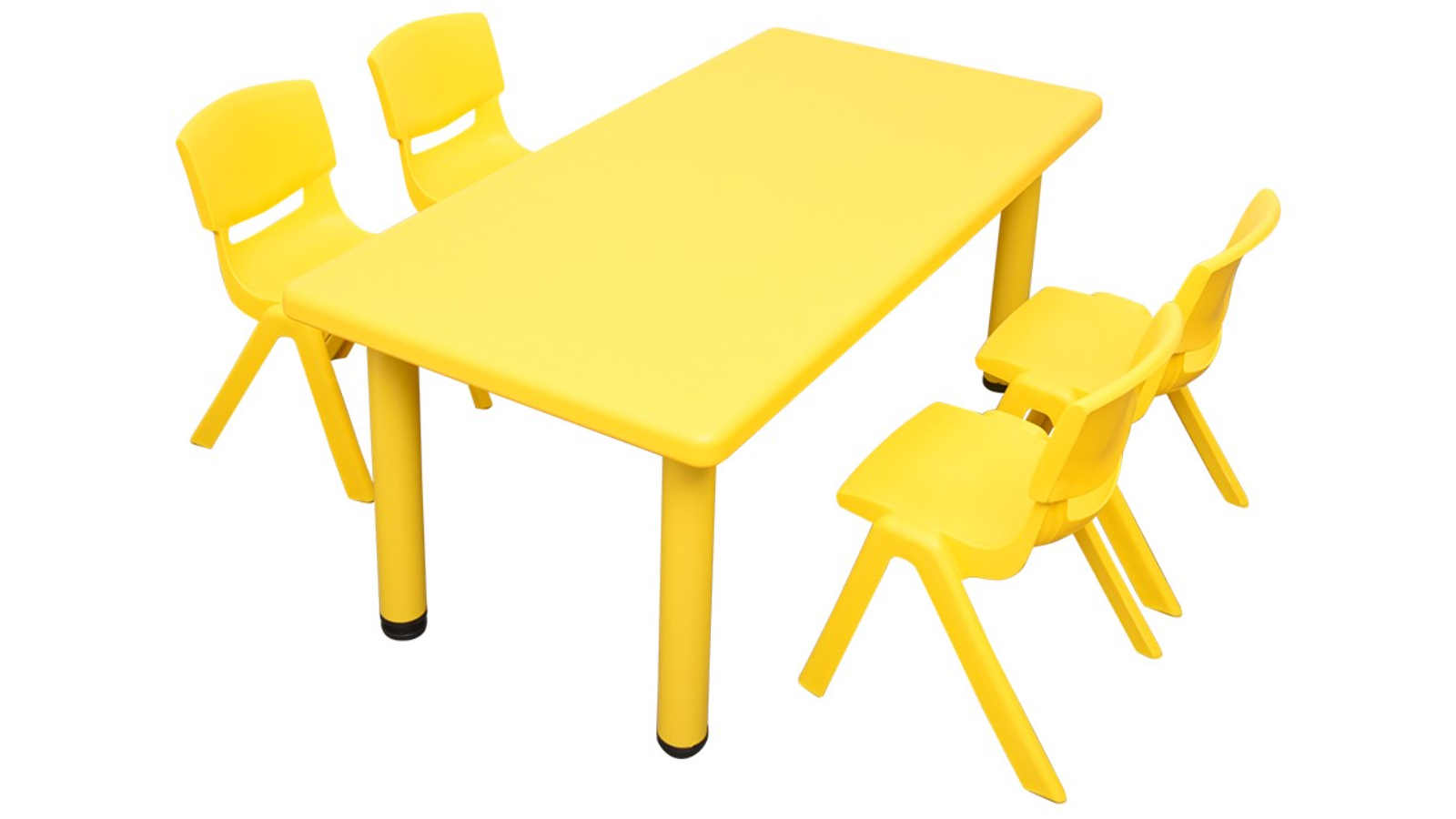 HelloDeal Set of 4 Kids Chair and Rectangle Table - Yellow