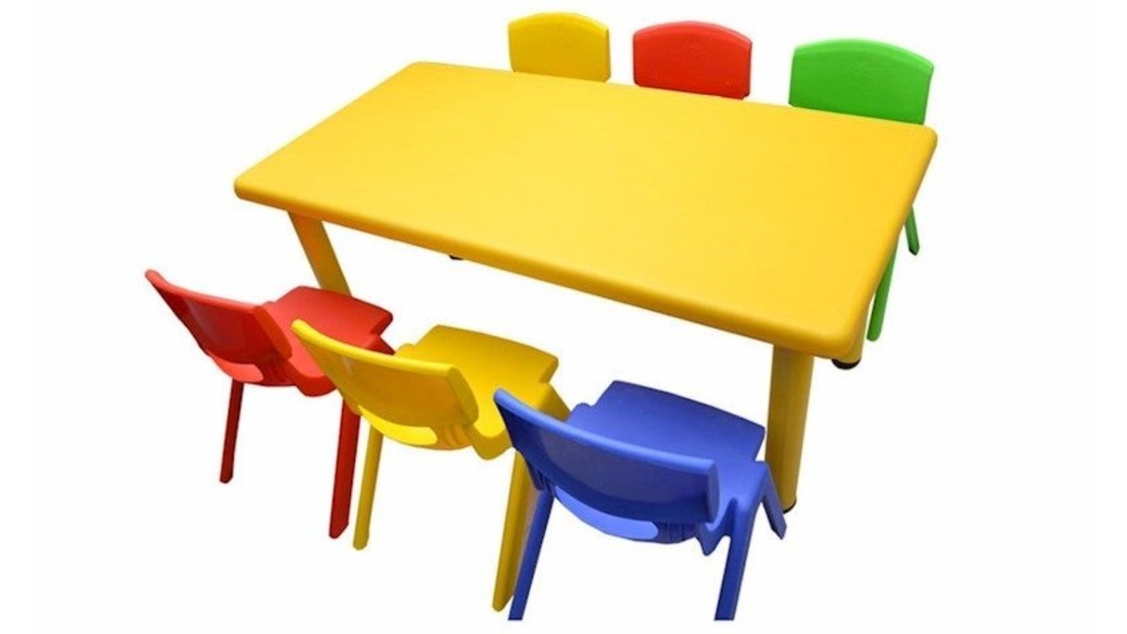 HelloDeal Set of 6 Kids Mixed Chair and Rectangle Table - Yellow