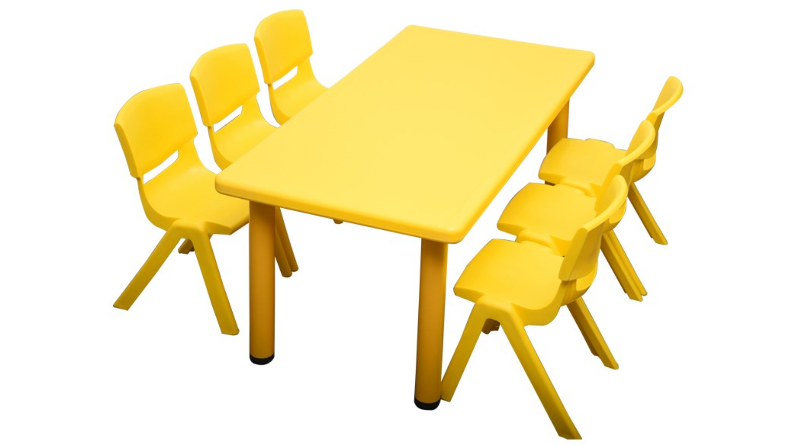 HelloDeal Set of 6 Kids Chair and Rectangle Table - Yellow