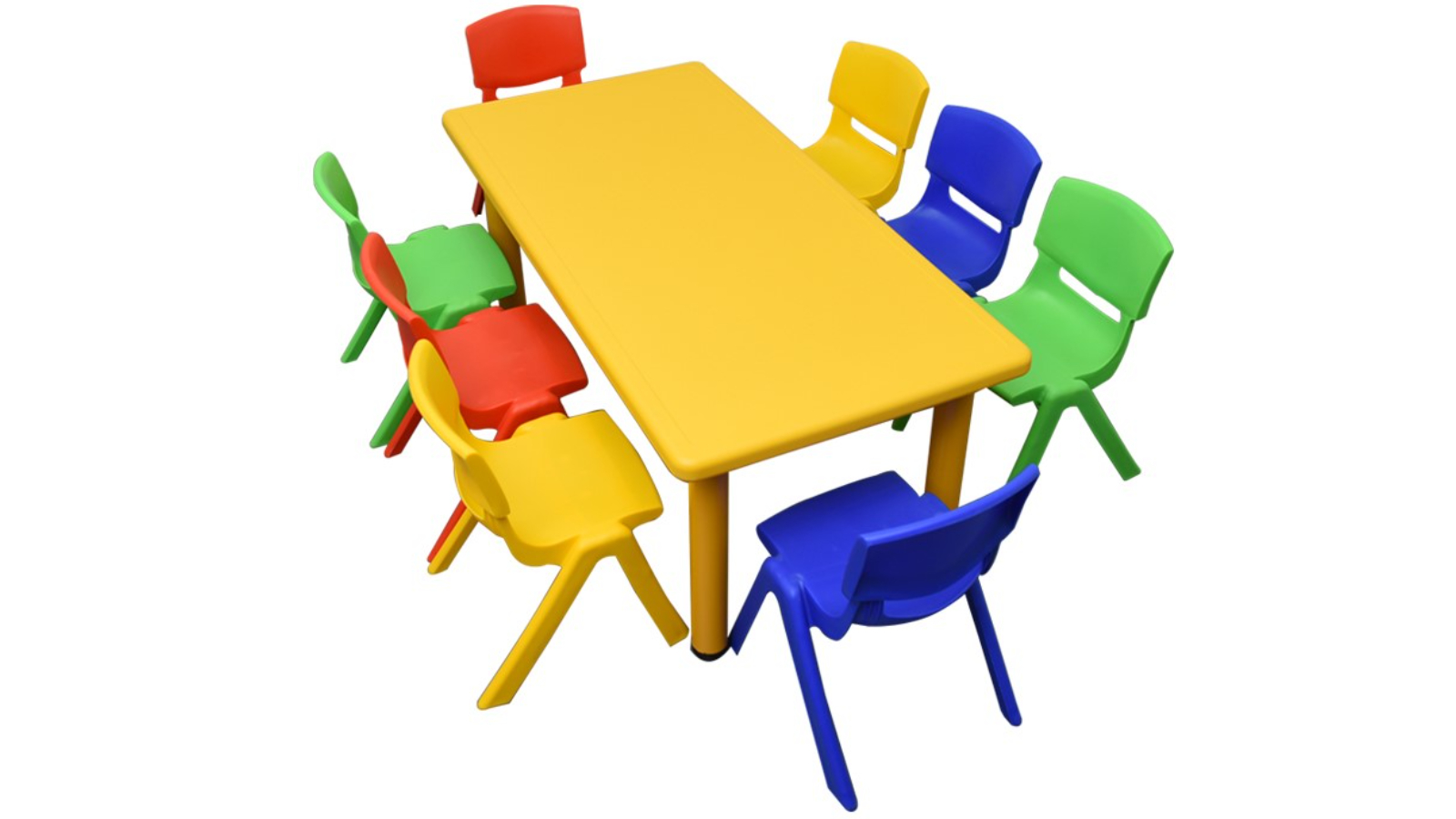 HelloDeal Set of 8 Kids Mixed Chair and Rectangle Table - Yellow
