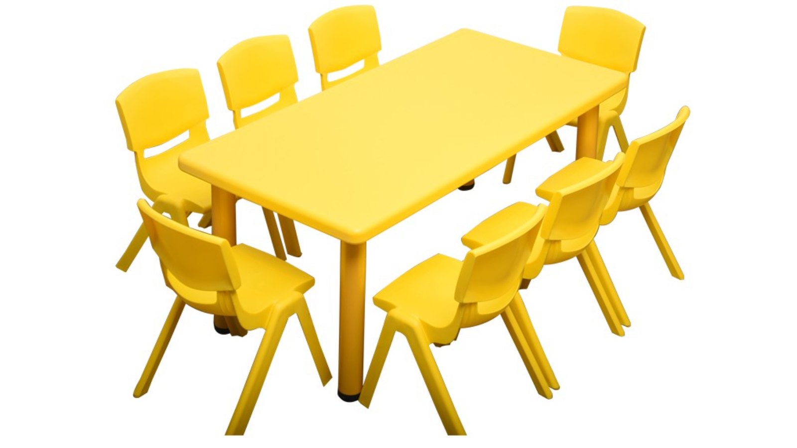 HelloDeal Set of 8 Kids Chair and Rectangle Table - Yellow