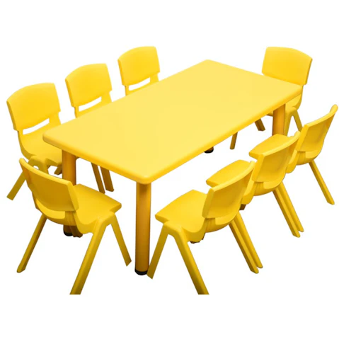 HelloDeal Set of 8 Kids Chair and Rectangle Table - Yellow