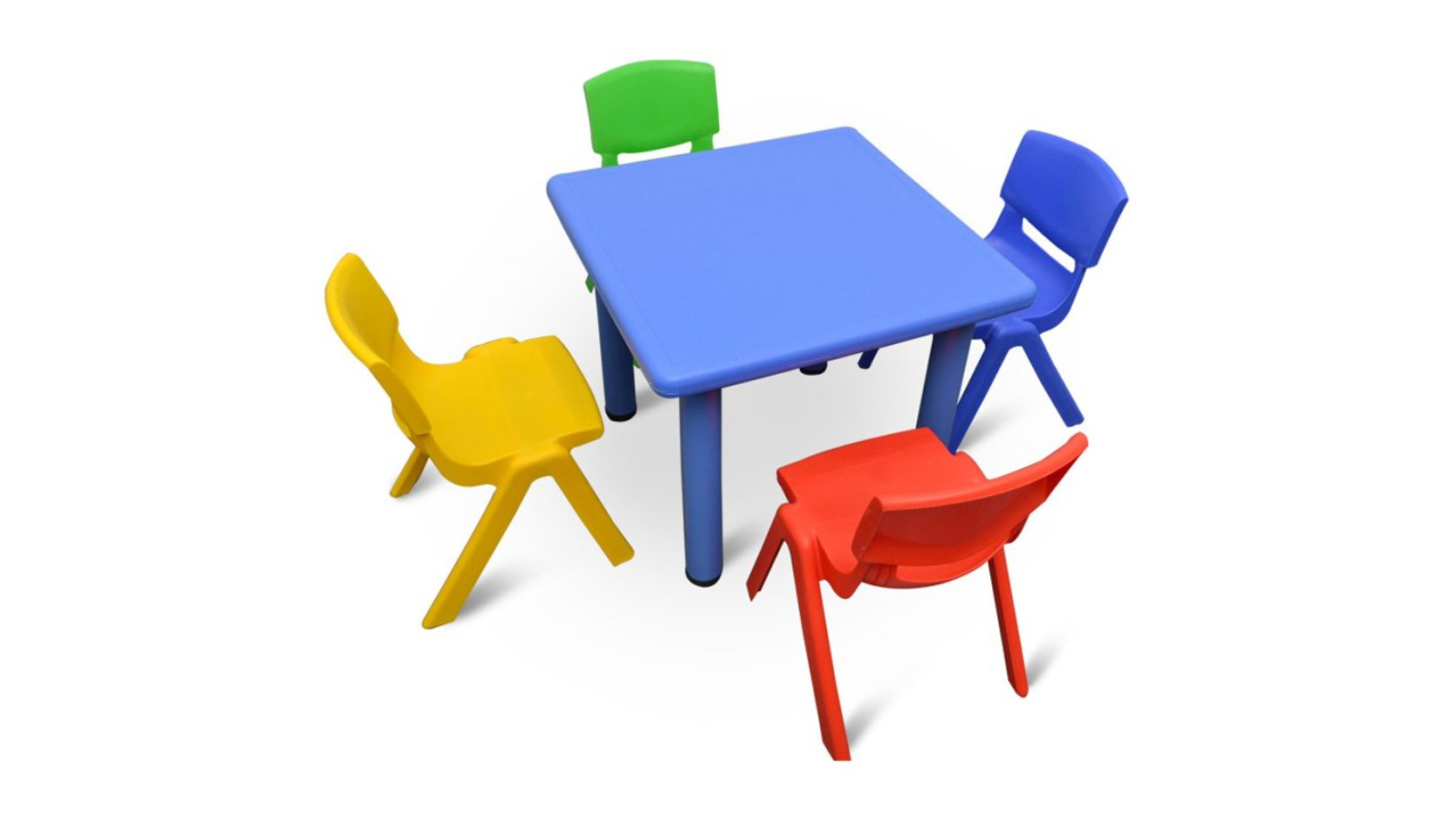HelloDeal 60 x 60cm Square Kids Table and 4 Piece Mixed Chair - Blue