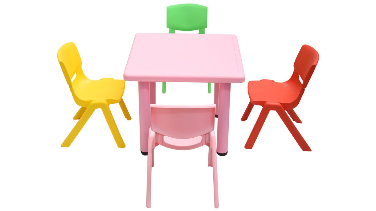 HelloDeal Set of 4 Kids Mixed Chair and Adjustable Square Table - Pink