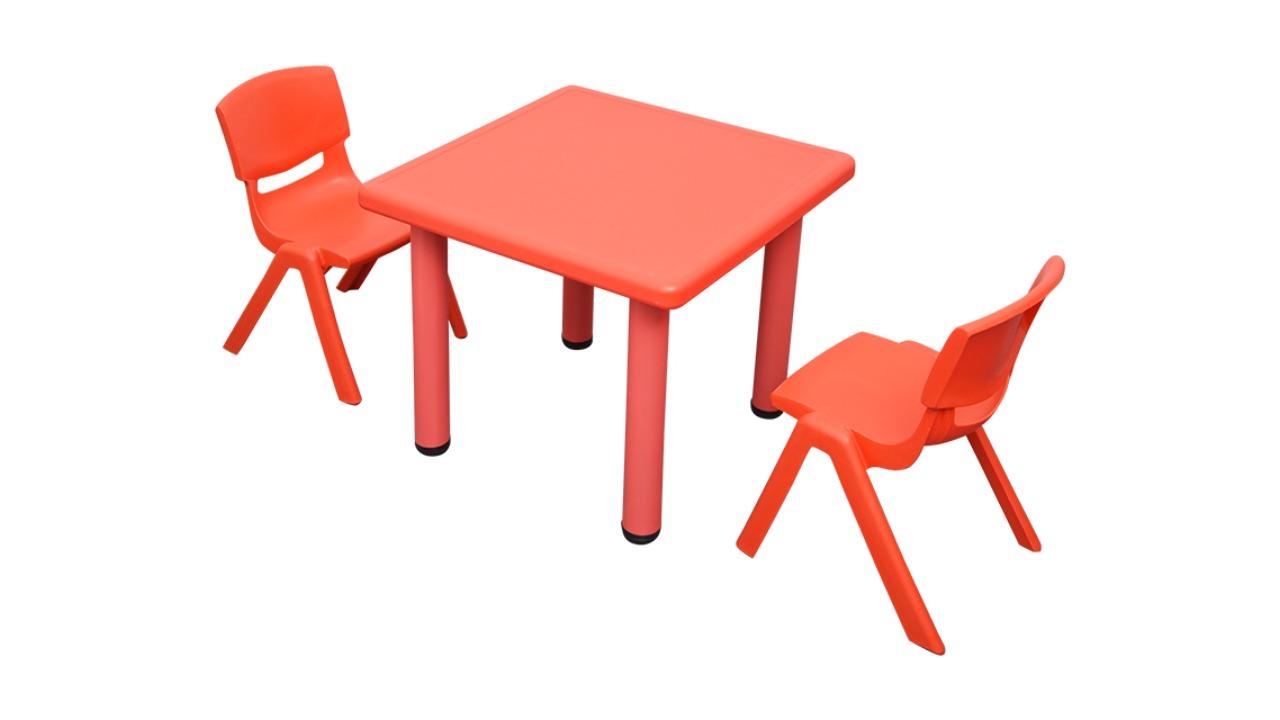 HelloDeal 60 x 60cm Kids Square Table and 2 Piece Chair - Red