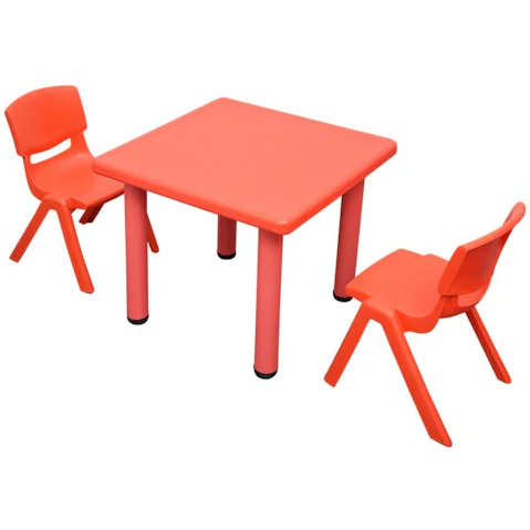 HelloDeal 60 x 60cm Kids Square Table and 2 Piece Chair - Red