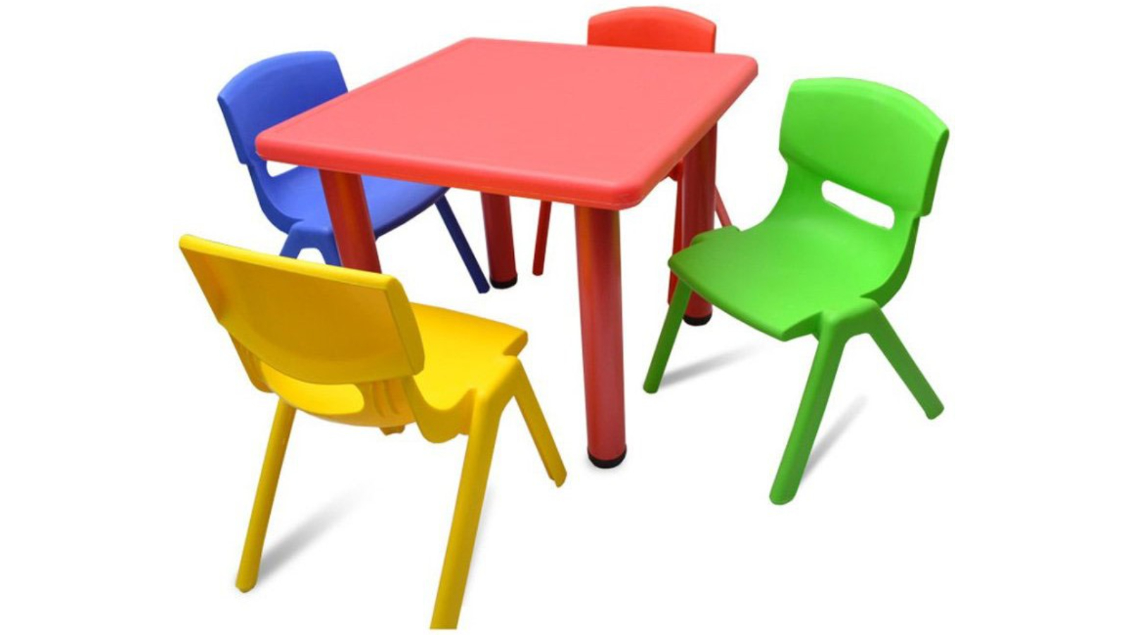 HelloDeal Set of 4 Kids Mixed Chair and Square Table - Red