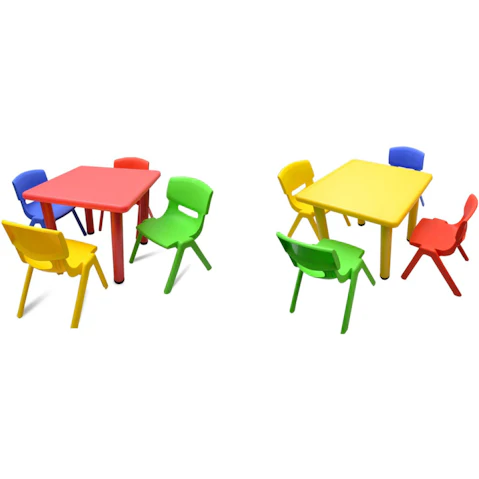 HelloDeal Set of 4 Kids Mixed Chair and Square Table