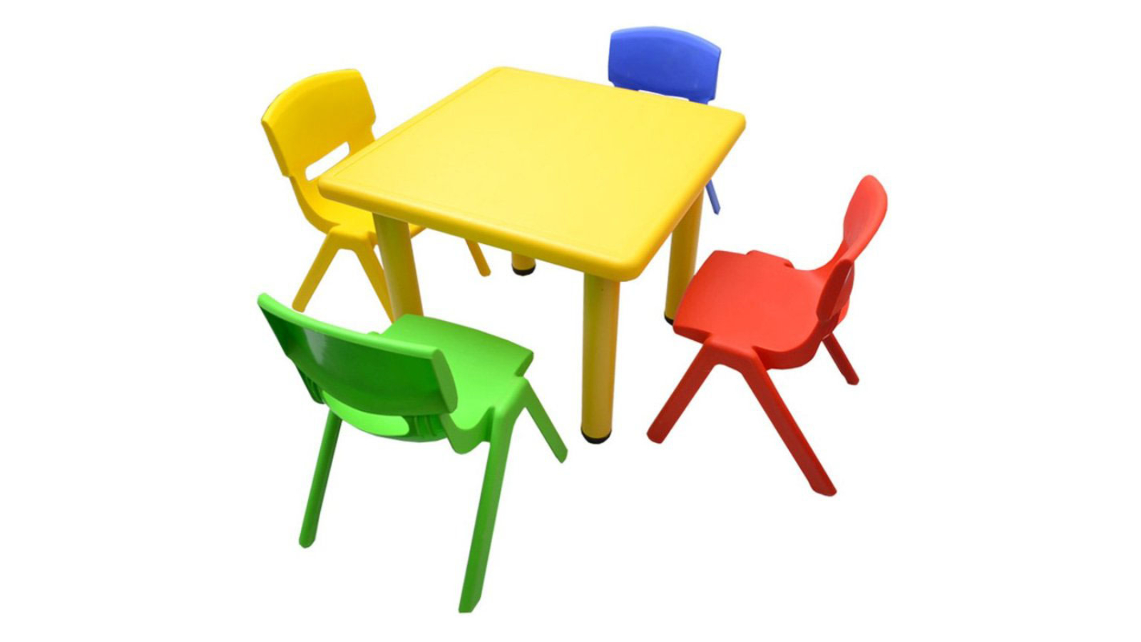 HelloDeal Set of 4 Kids Mixed Chair and Square Table - Yellow