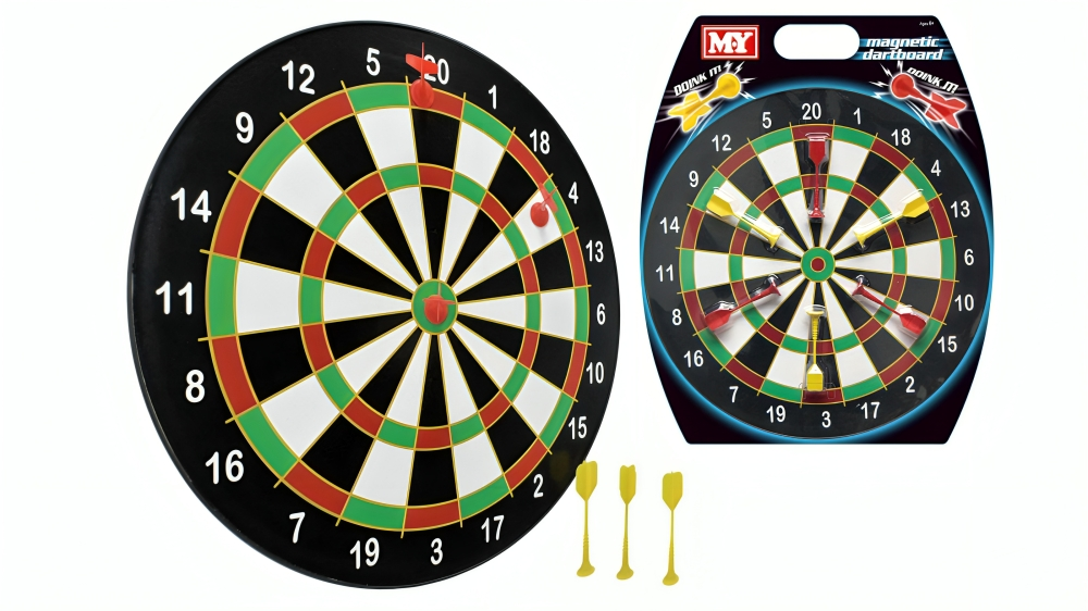 M.Y Doink It 16inch Magnetic Dartboard with 6 Dart