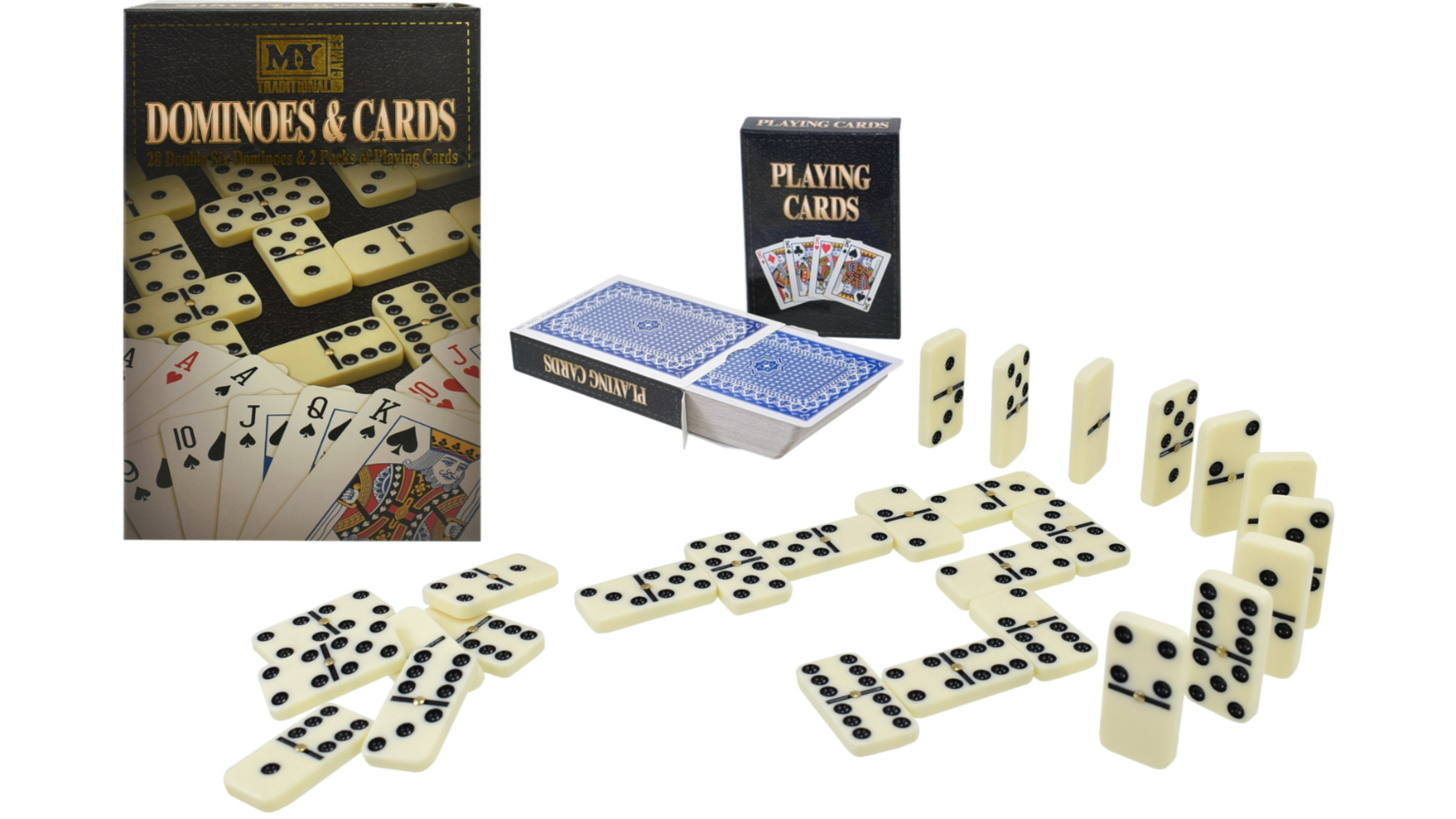 M.Y 28 Piece Double 6 Dominoes and Pack of 2 Playing Card