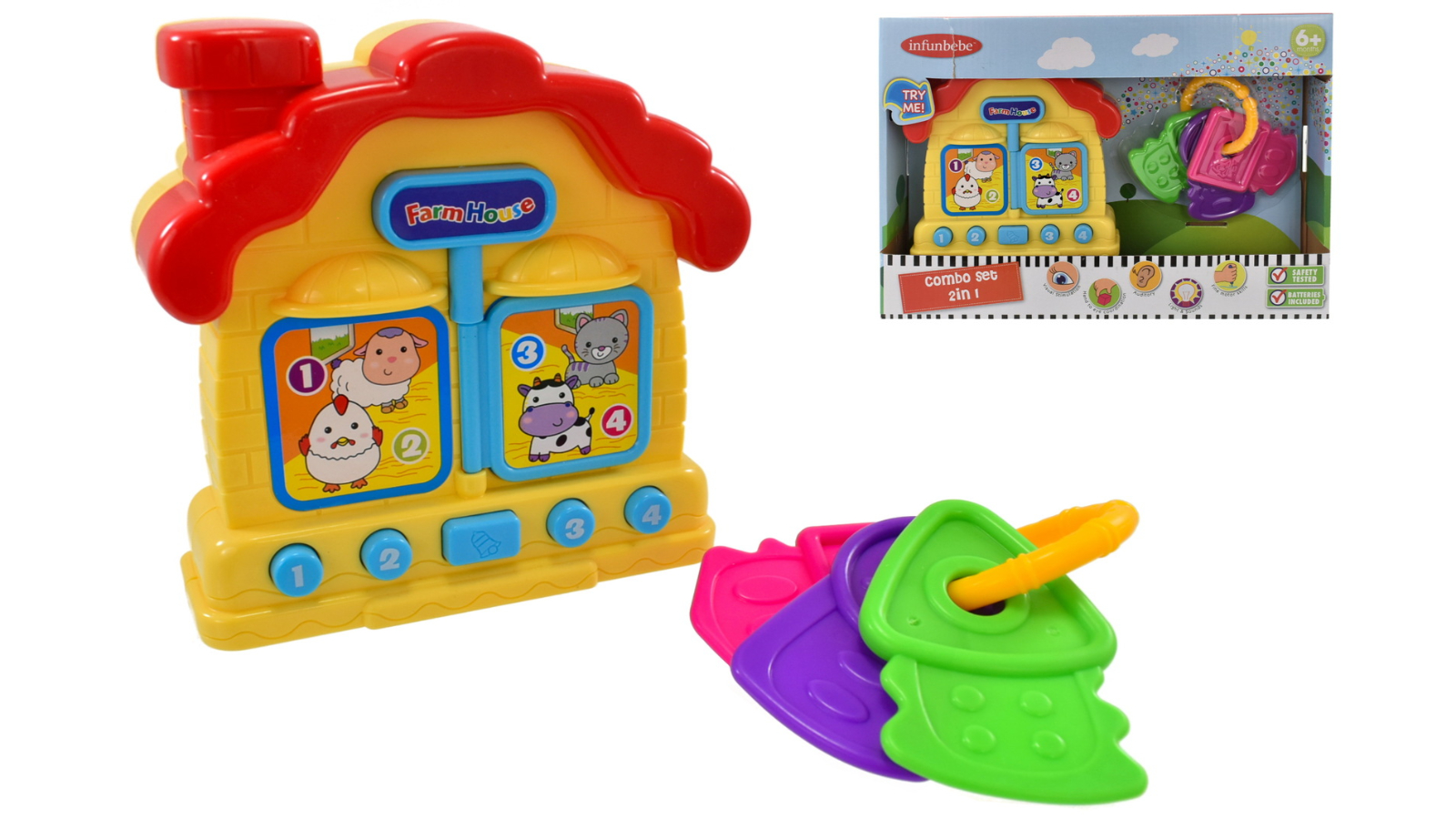 Infunbebe Baby Combo Farmhouse and Rattle Key Playset