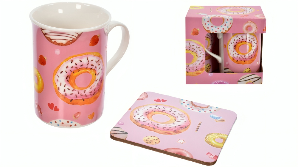 Kandy Toys Doughnut Design Mug and Coaster Set