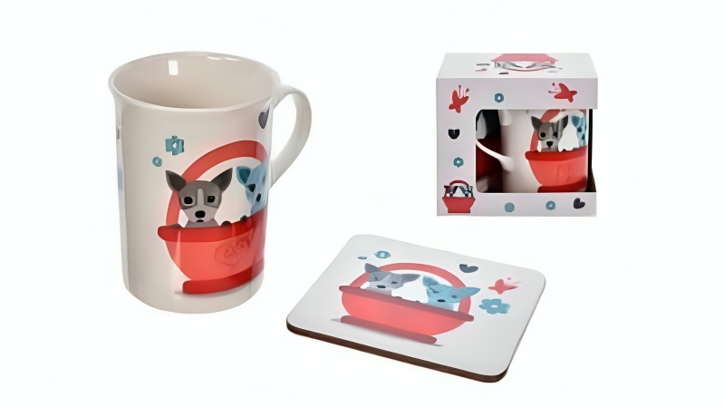 Kandy Toys Dog Design Mug and Coaster Set