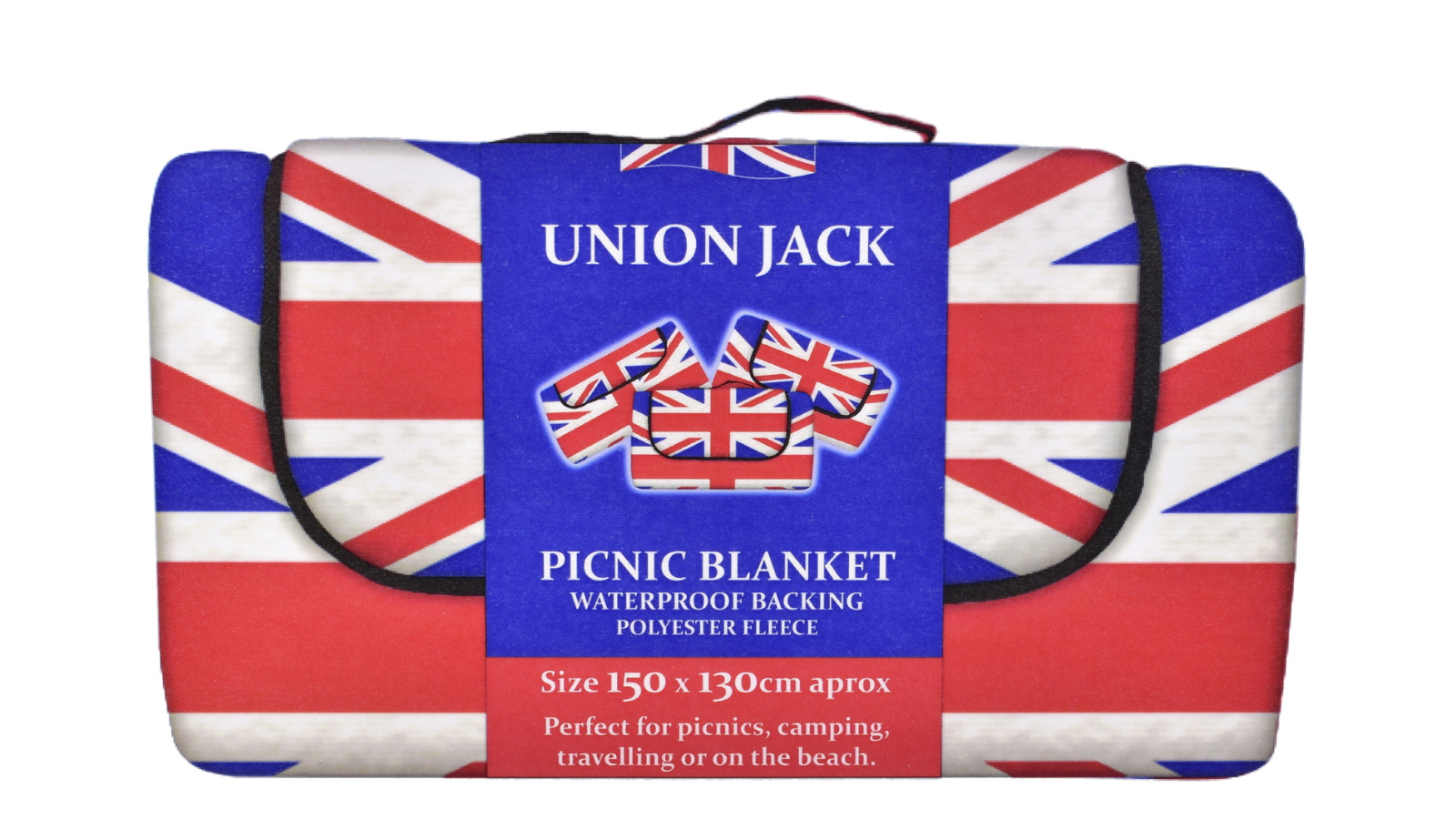 Kandy Toys Union Jack Waterproof Fleece Picnic Blanket - 150 x 130cm