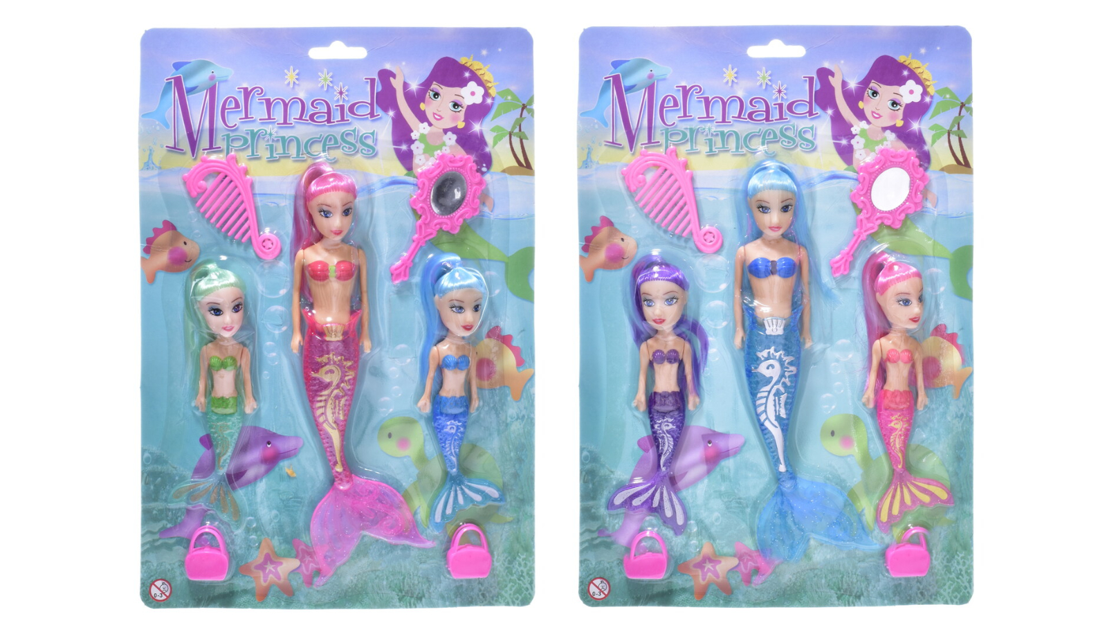 Mermaid 3 Piece Princess Doll Set