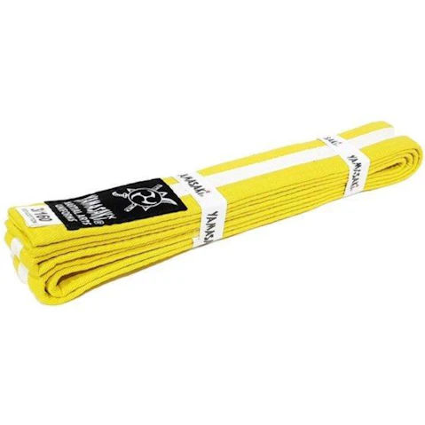 Morgan Sports Yellow Yamasaki Martial Arts Belt with White Stripe - 0