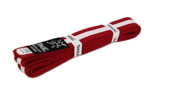 Morgan Sports Red Yamasaki Martial Arts Belt with White Stripe - 0