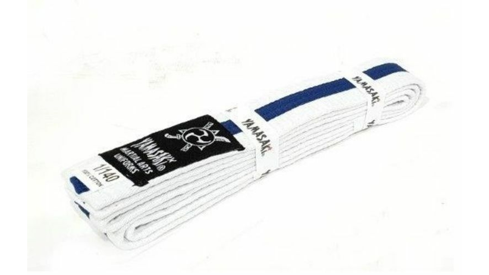 Morgan Sports White Yamasaki Martial Arts Belt with Stripe Blue