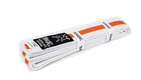 Morgan Sports White Yamasaki Martial Arts Belt with Stripe Orange - 1