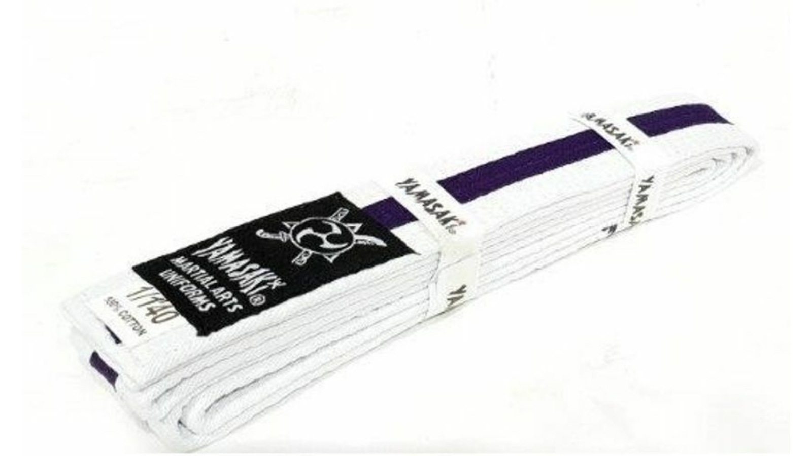 Morgan Sports White Yamasaki Martial Arts Belt with Stripe Purple - 1
