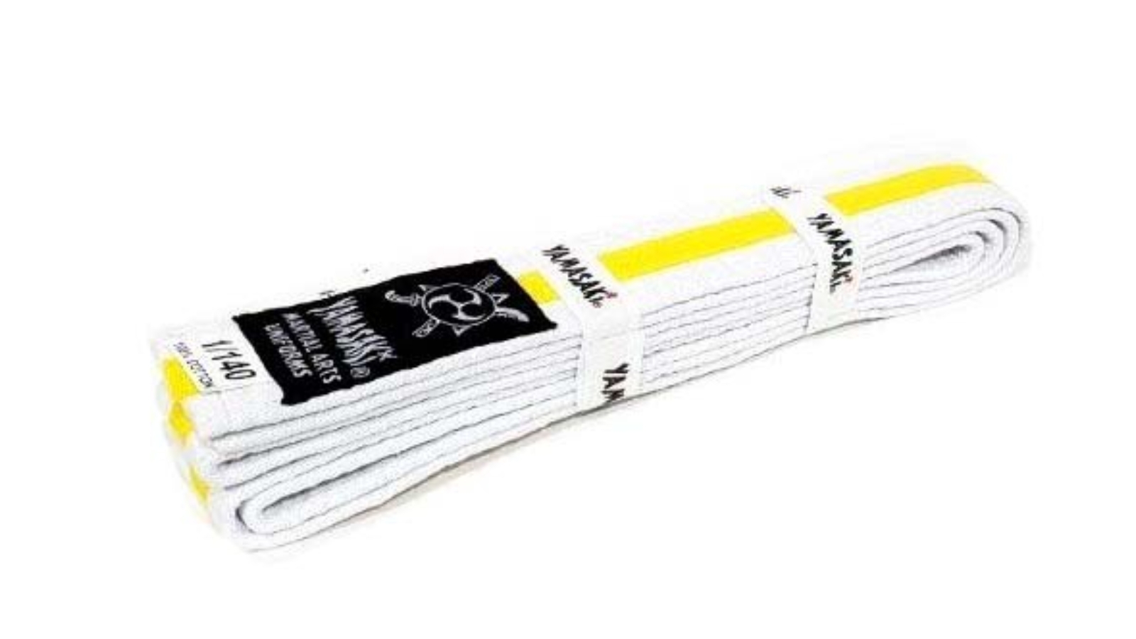 Morgan Sports White Yamasaki Martial Arts Belt with Yellow Stripe 
