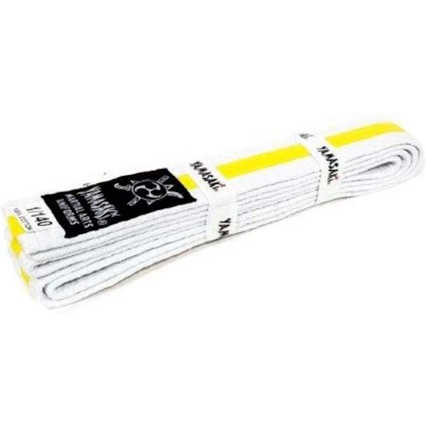 Morgan Sports White Yamasaki Martial Arts Belt with Yellow Stripe