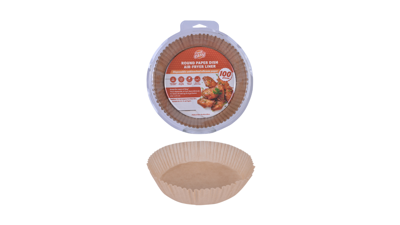 Cook Easy 100 Piece Air Fryer Paper Dish Round