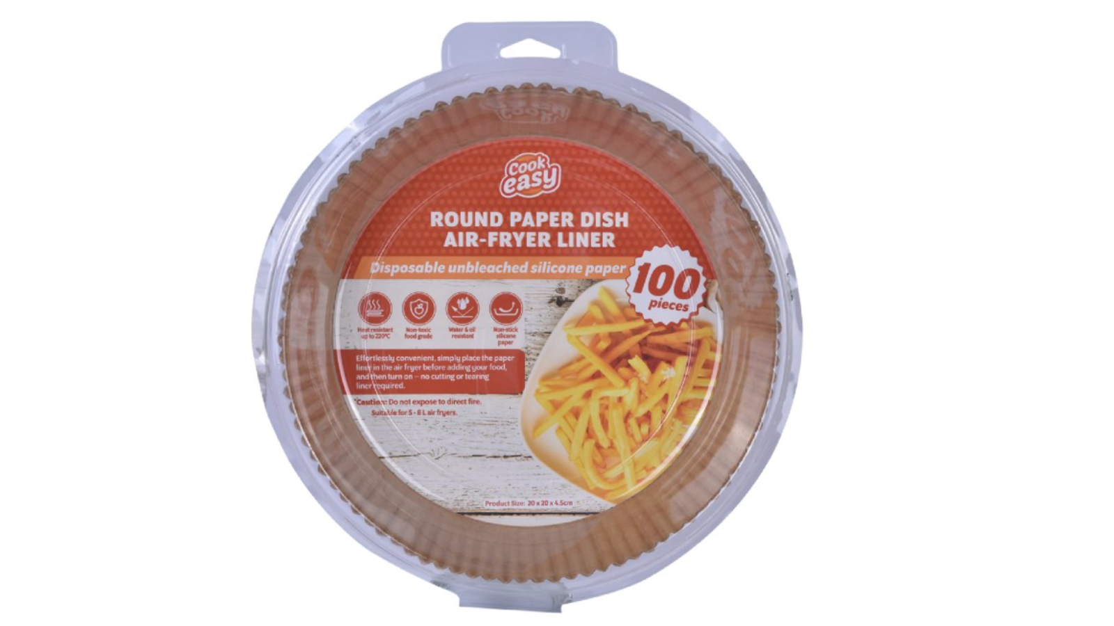 Cook Easy 100 Piece Air Fryer Paper Dish Round - 20 x 20cm