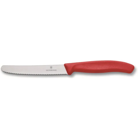 Victorinox Wavy Edge 11cm Steak and Tomato Knife - Red