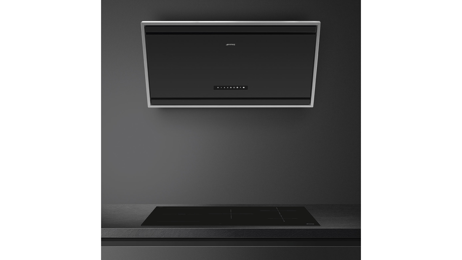 Smeg 90cm Angled Wall Mount Rangehood Matte Black Harvey Norman