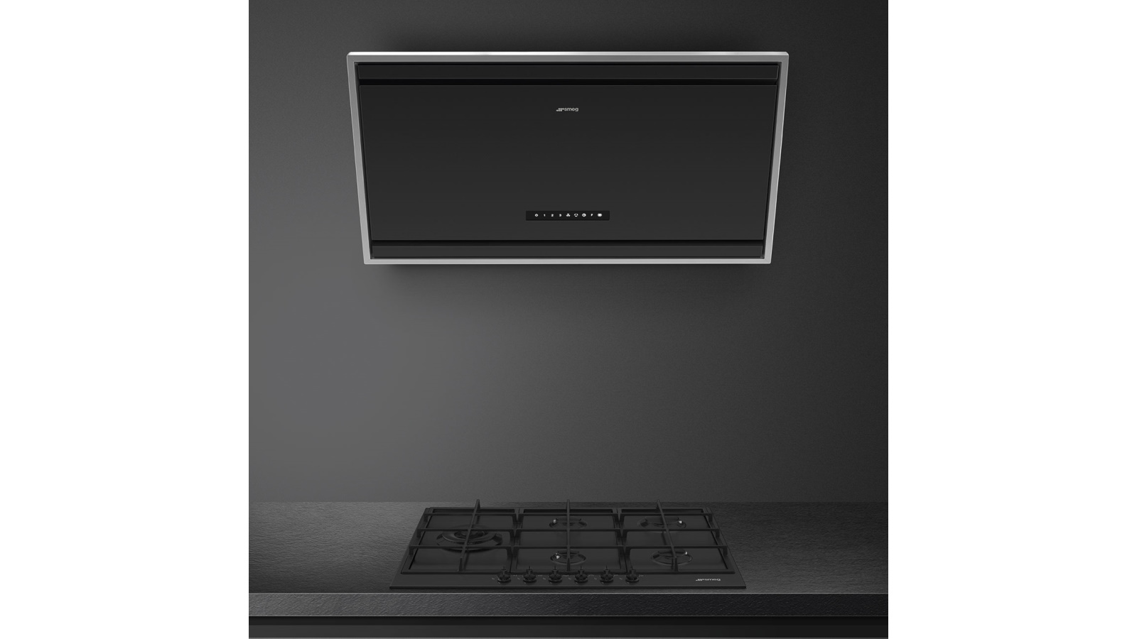 Smeg 90cm Angled Wall Mount Rangehood Matte Black Harvey Norman