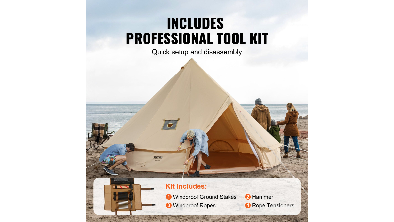 Pretty & Practical Waterproof Canvas Bell Tent with Stove Jack