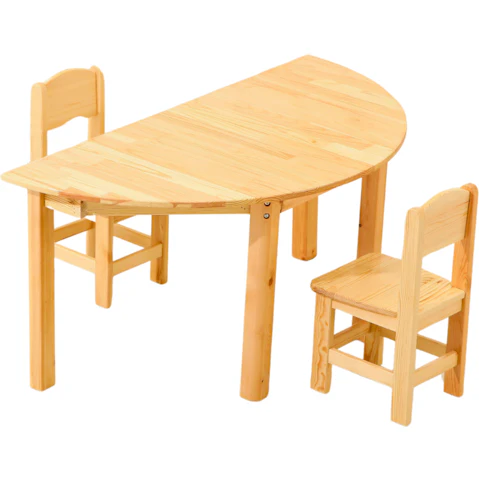 HelloDeal Set of 2 Kids Wooden Chair and Semi Circle Table