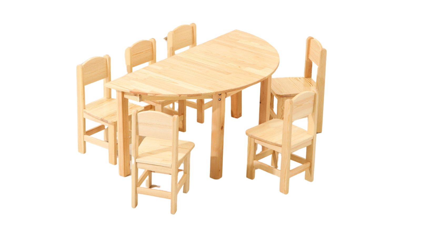 HelloDeal Set of 6 Kids Wooden Chair and Semi Circle Table