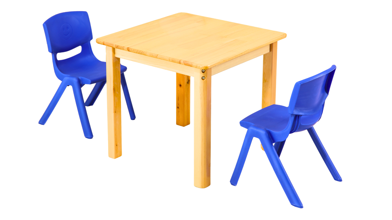 HelloDeal 60cm Square Wooden Kids Table and 2 Blue Chair