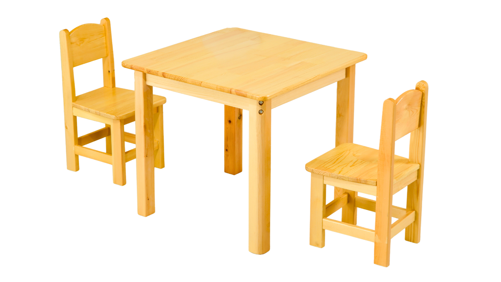 HelloDeal 60cm Square Wooden Kids Table and 2 Chair - Timber