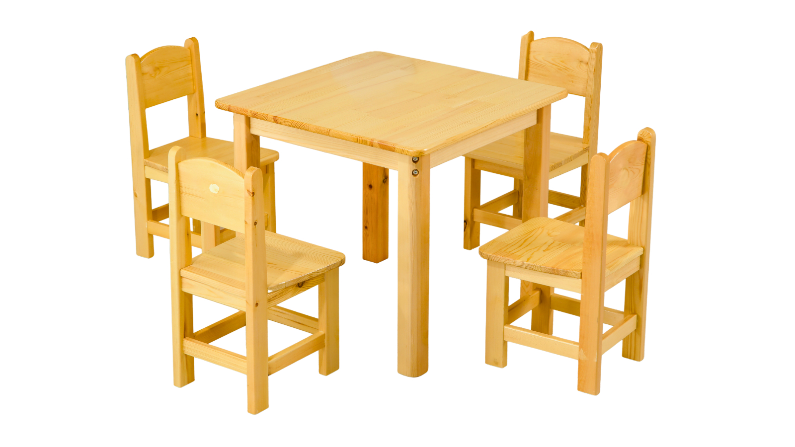 HelloDeal 60cm Square Wooden Kids Table and 4 Chair - Timber