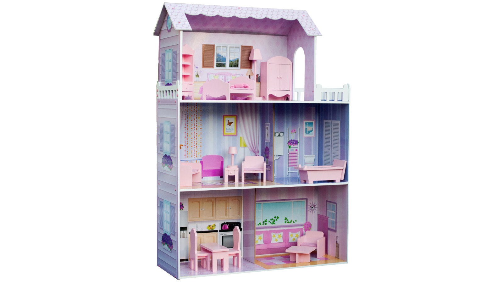 Olivia's Little World Dreamland Tiffany Victorian-Style 3-Story Dollhouse with 12 Piece Accessory Set