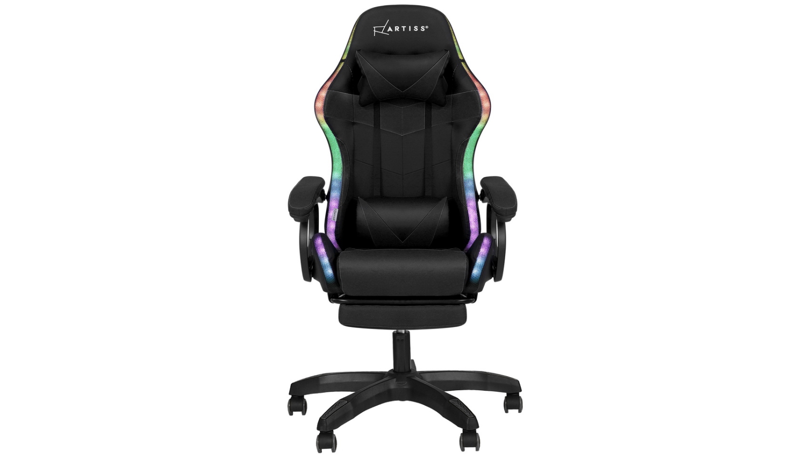 Artiss Massage Gaming Office Chair with 12 RGB LED and Footrest - Black