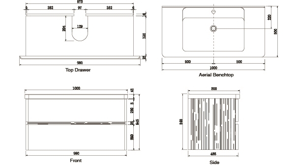 Parisi LotusAsh 1000 Wall Mounted Vanity with Resin Stone Wash Basin