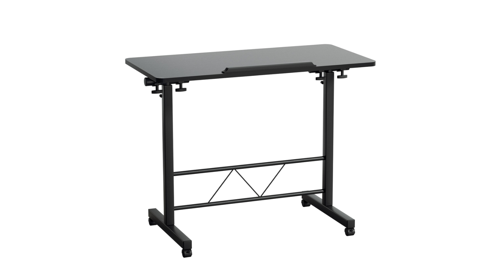 Artiss Height Adjustable Black Wooden Bed Side Laptop Table - 80cm