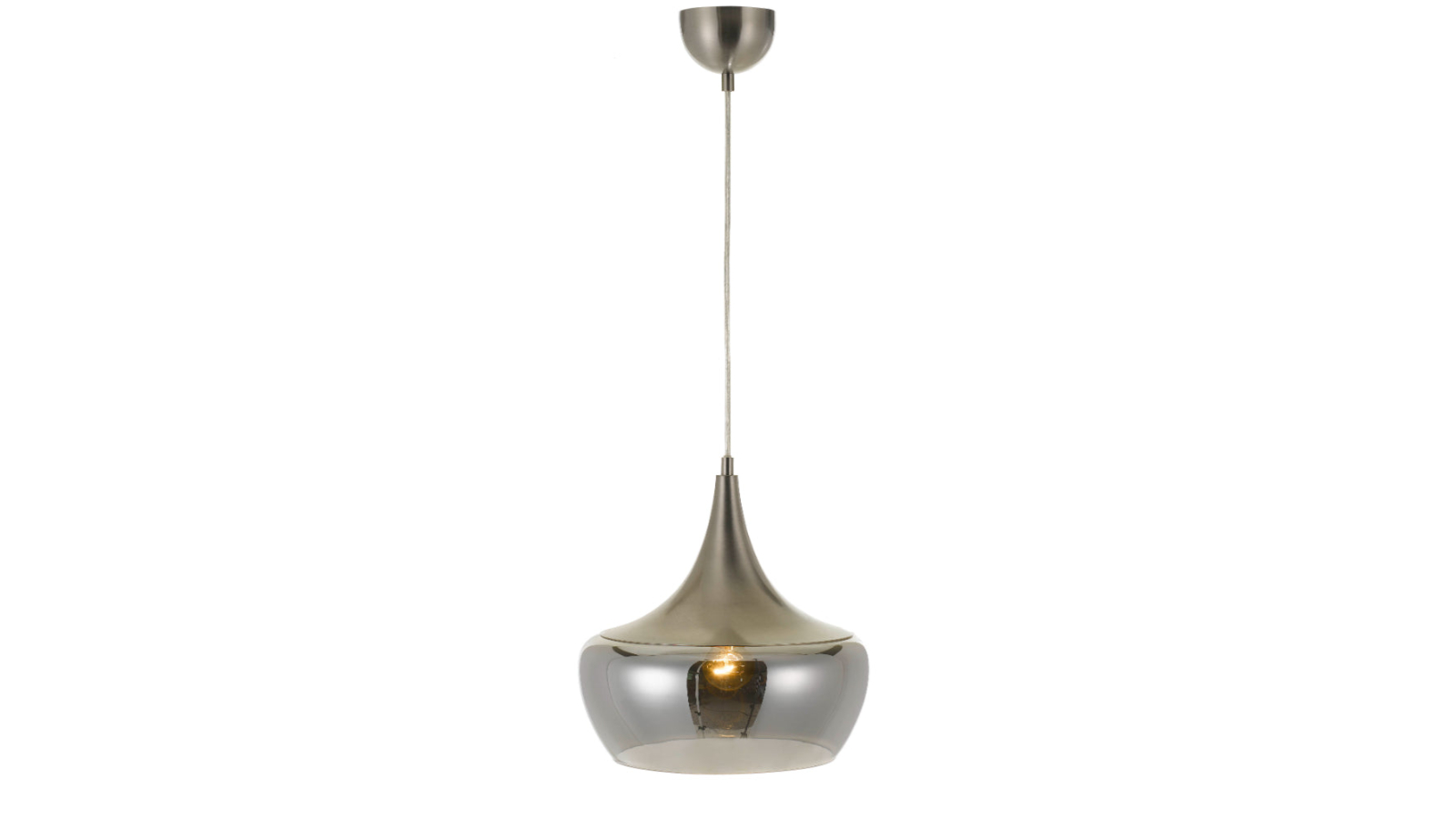Pretty & Practical Lodi Glass Pendant with Modern Design and Cable - Nickel/Smoke