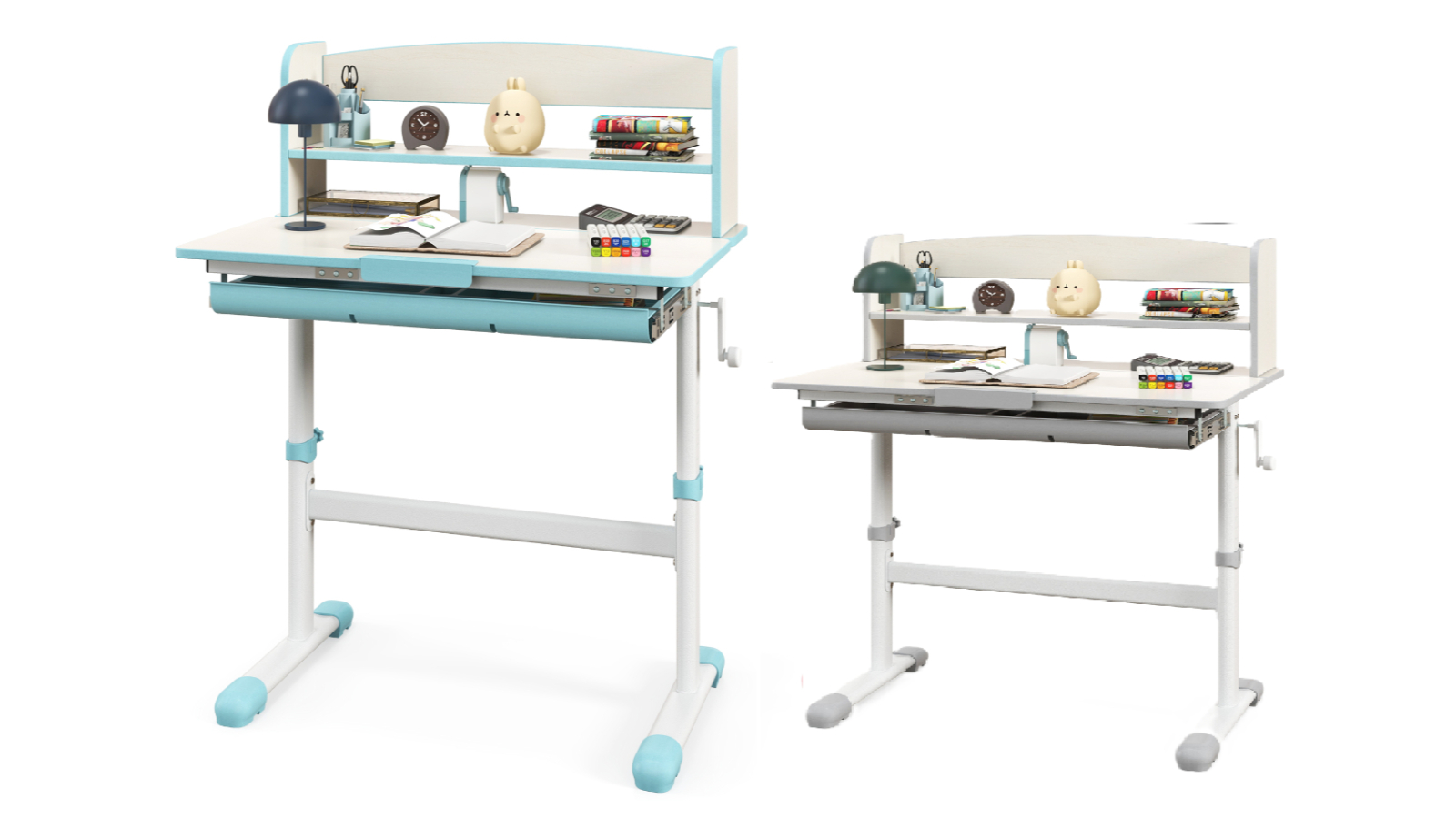 Costway Adujustable Study Desk with Scale Ruler and Bookshelf