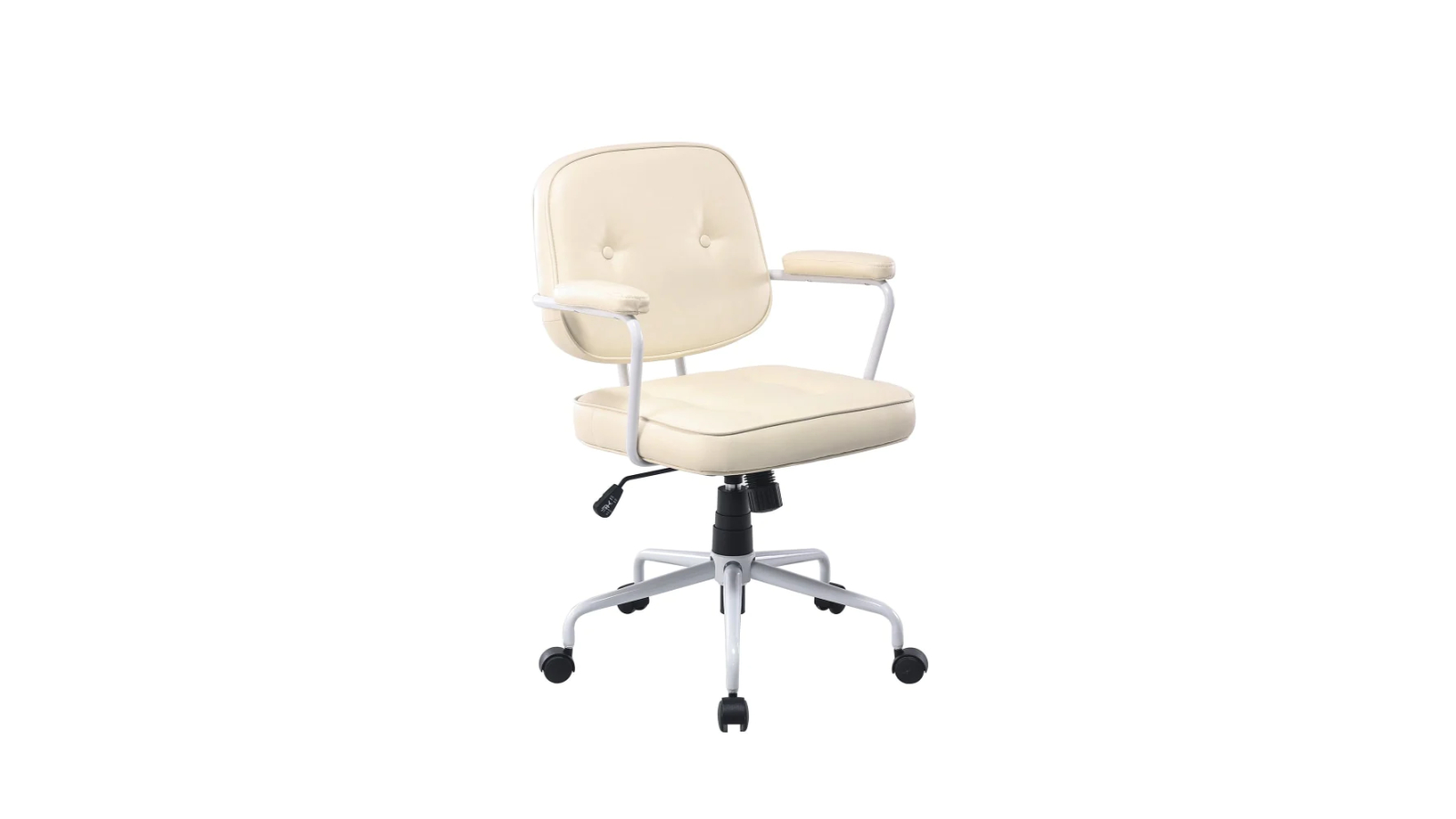 Maestro Furniture Laurence Faux Leather Home Office Chair - White Frame/Beige