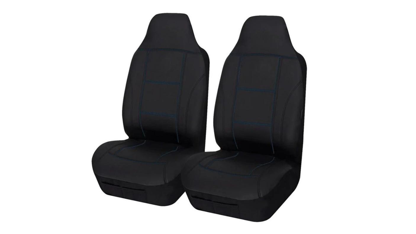 My Car Size 60/25 Stitching Universal Front Seat Cover - Black/Blue