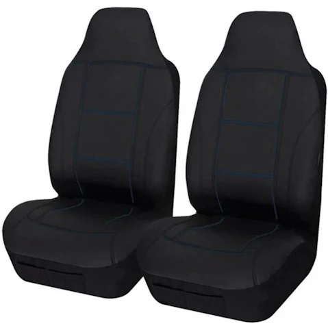 My Car Size 60/25 Stitching Universal Front Seat Cover - Black/Blue